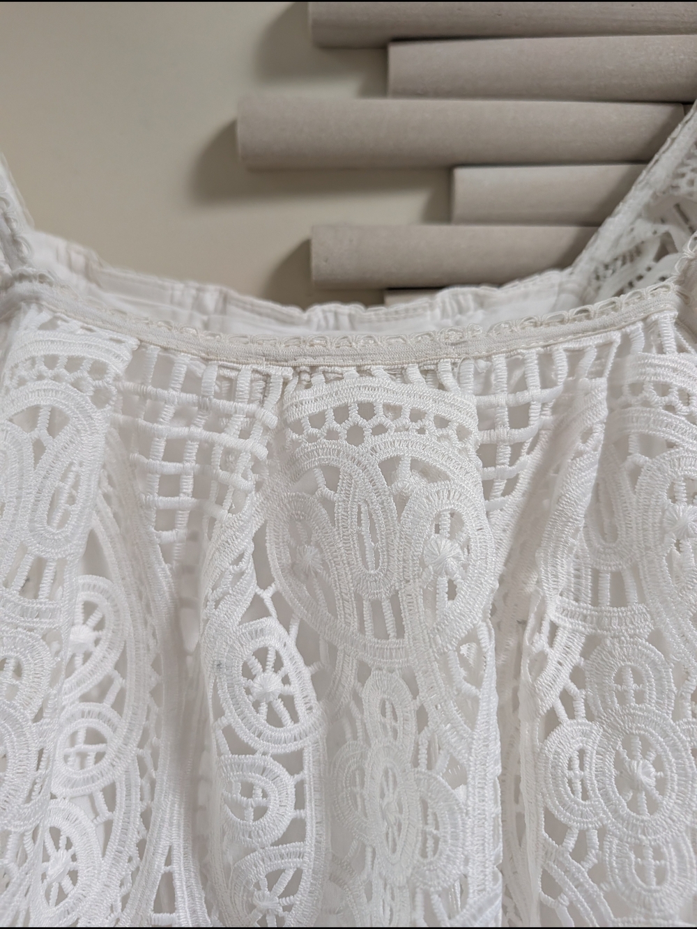 Anthro White Crochet Ruffle Strap Tank Top - Picture 5 of 15